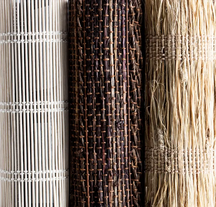 white-aluminium-shutters natural eco-friendly woven bamboo blinds installation in South Africa