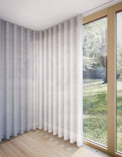 Wave curtains on a ceiling track
