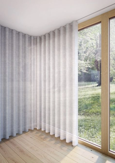 Wave curtains on a ceiling track