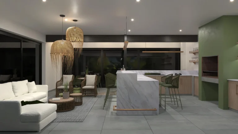 Living area with a bar, designed by The Window Boutique