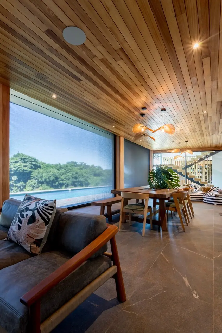 Motorised Somfy outdoor blinds installed professionally in a Salt Rock home